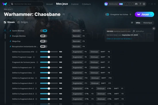 Capture d'écran de triches de Warhammer: Chaosbane