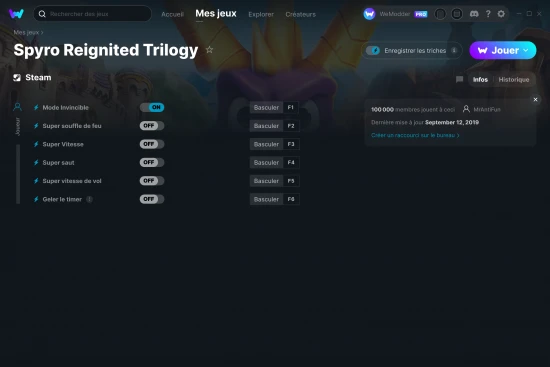Capture d'écran de triches de Spyro Reignited Trilogy