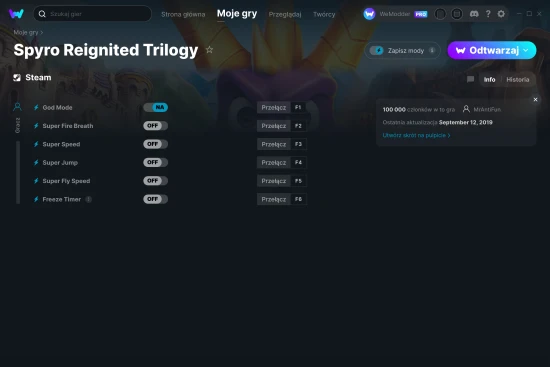 cheaty Spyro Reignited Trilogy zrzut ekranu