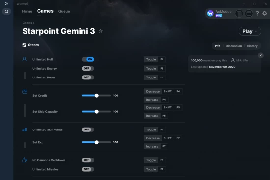 Starpoint Gemini 3 cheats screenshot