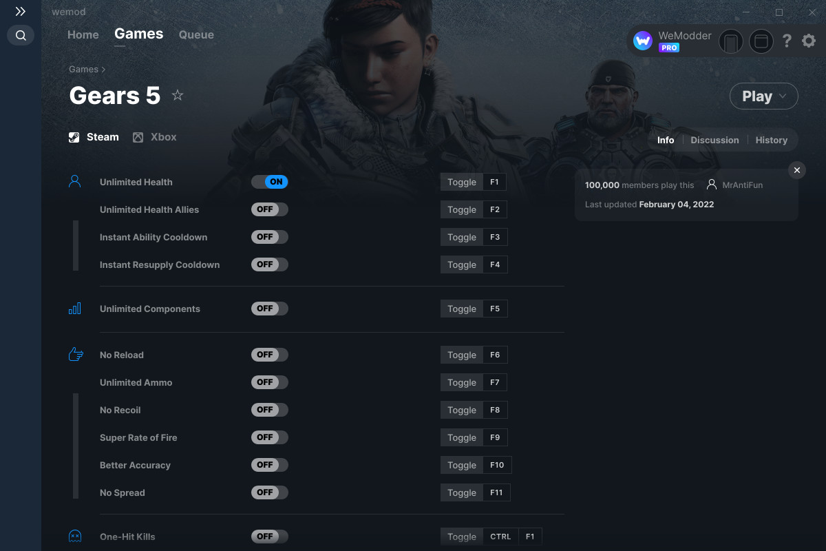 Gears 5 Cheats And Trainer For Steam Trainers Wemod Community