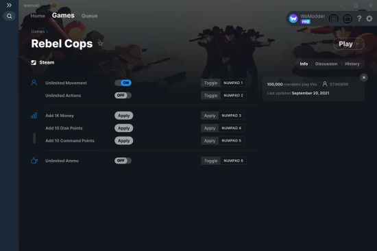 Rebel Cops cheats screenshot