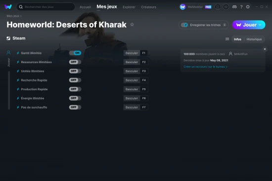 Capture d'écran de triches de Homeworld: Deserts of Kharak