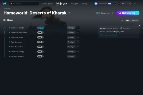 cheaty Homeworld: Deserts of Kharak zrzut ekranu