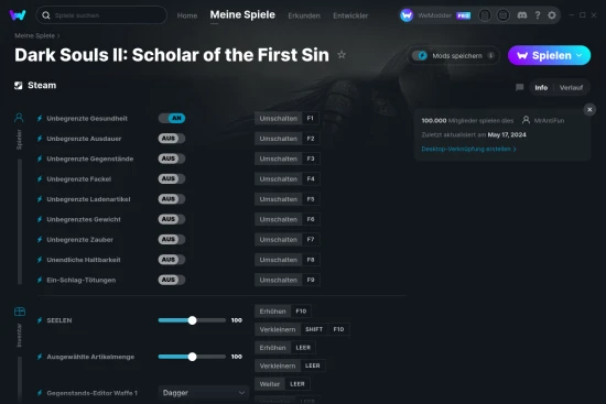 Dark Souls II: Scholar of the First Sin Cheats Screenshot