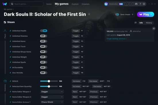 Dark Souls II: Scholar of the First Sin cheats screenshot