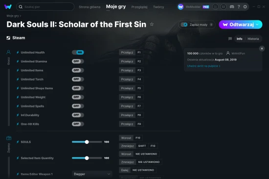 cheaty Dark Souls II: Scholar of the First Sin zrzut ekranu