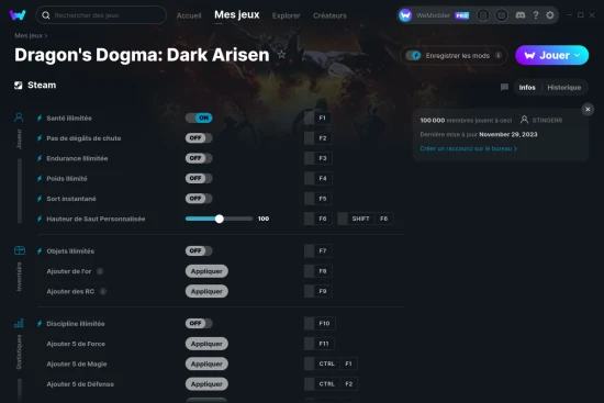 Capture d'écran de triches de Dragon's Dogma: Dark Arisen
