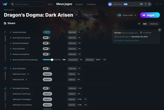 Captura de tela de cheats do Dragon's Dogma: Dark Arisen