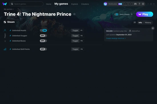 Trine 4: The Nightmare Prince cheats screenshot