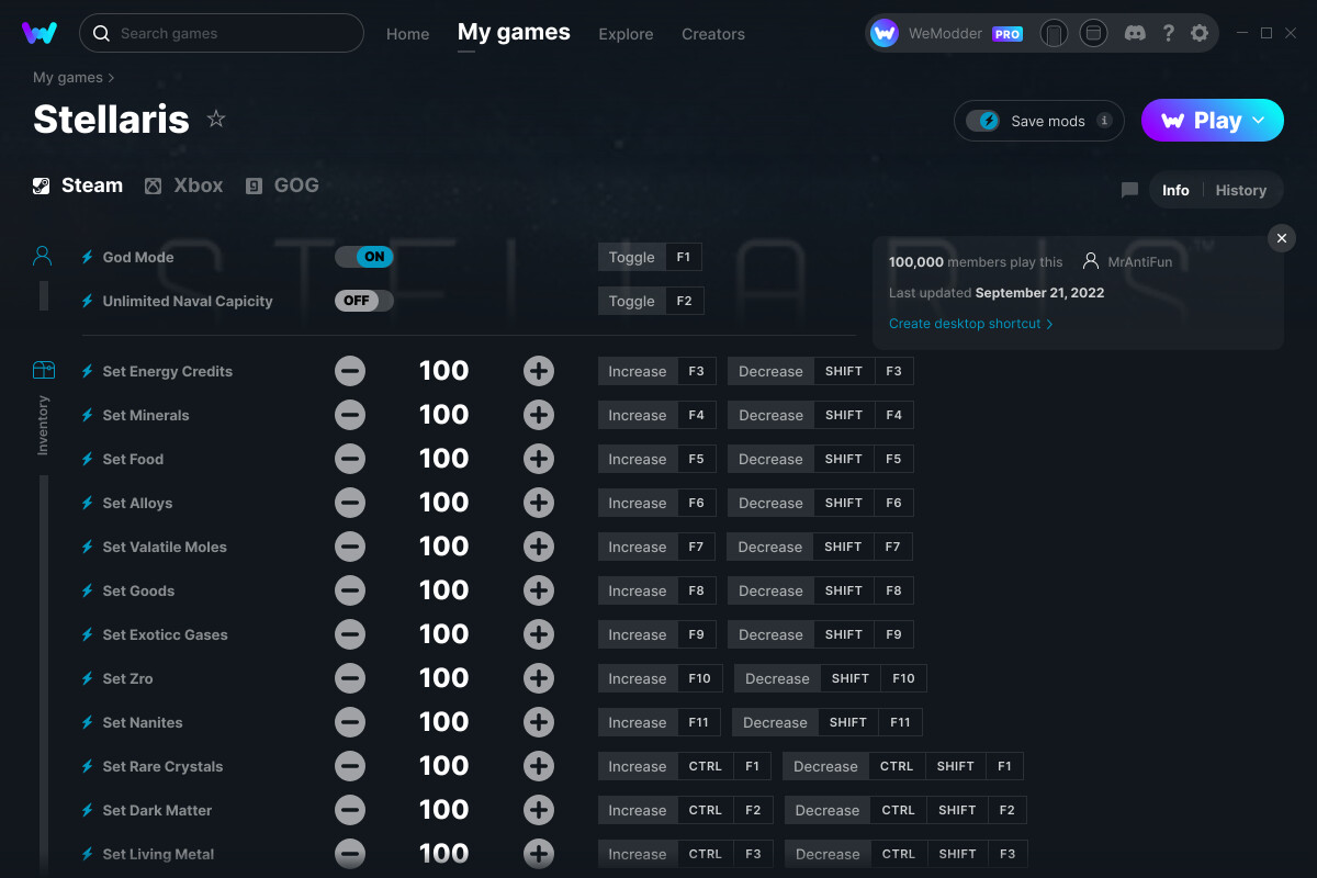 Stellaris cheats and trainer for xbox trainers wemod community