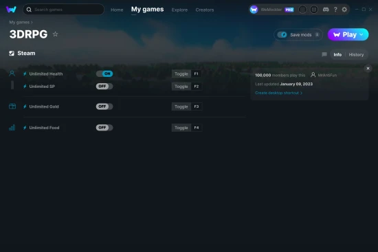 3DRPG cheats screenshot