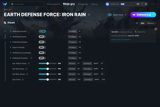 cheaty EARTH DEFENSE FORCE: IRON RAIN zrzut ekranu
