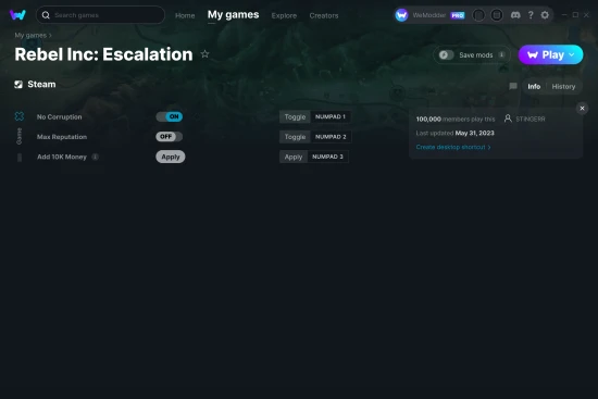Rebel Inc: Escalation cheats screenshot