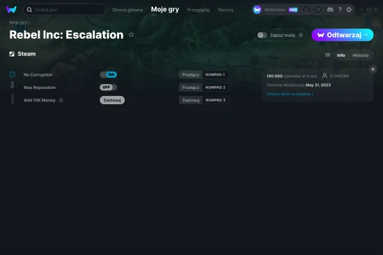 cheaty Rebel Inc: Escalation zrzut ekranu