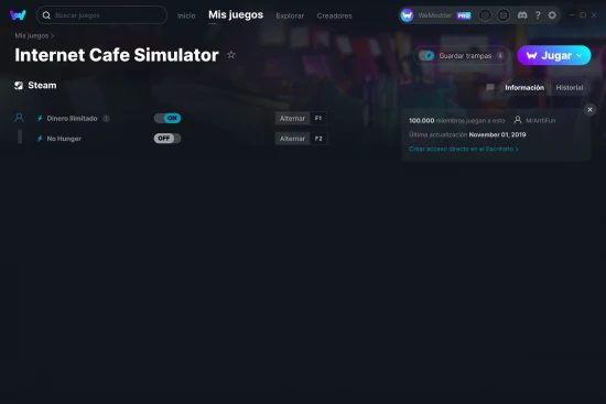 captura de pantalla de las trampas de Internet Cafe Simulator