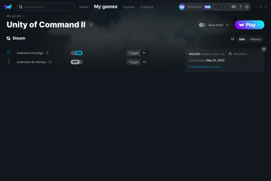 Unity of Command II cheats screenshot