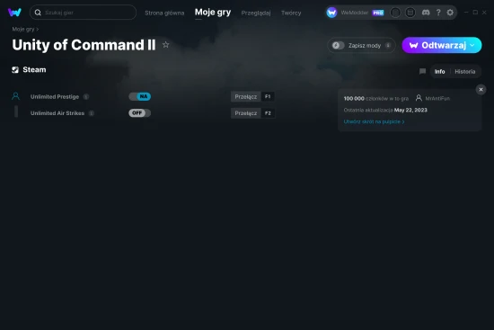 cheaty Unity of Command II zrzut ekranu