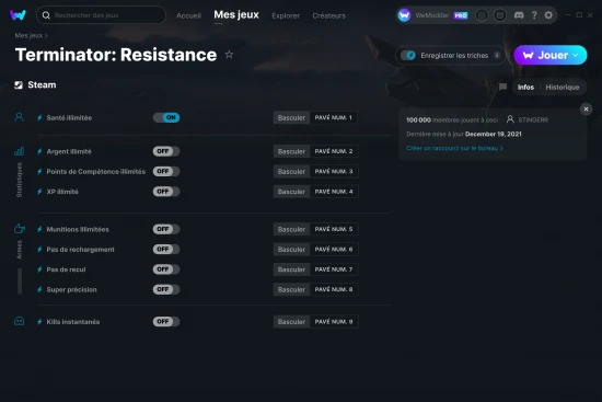 Capture d'écran de triches de Terminator: Resistance