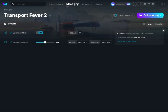 cheaty Transport Fever 2 zrzut ekranu