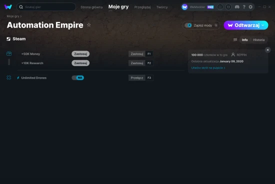 cheaty Automation Empire zrzut ekranu