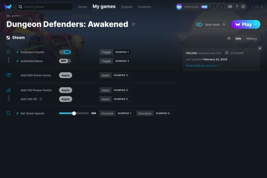 Dungeon Defenders: Awakened cheats screenshot