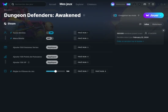 Capture d'écran de triches de Dungeon Defenders: Awakened