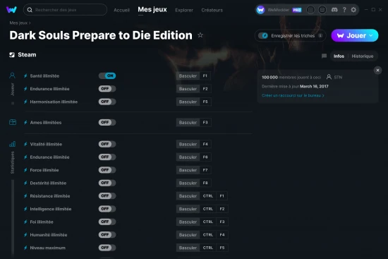 Capture d'écran de triches de Dark Souls Prepare to Die Edition