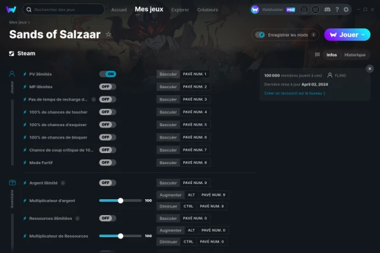 Capture d'écran de triches de Sands of Salzaar