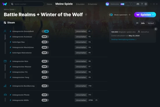 Battle Realms + Winter of the Wolf Cheats Screenshot