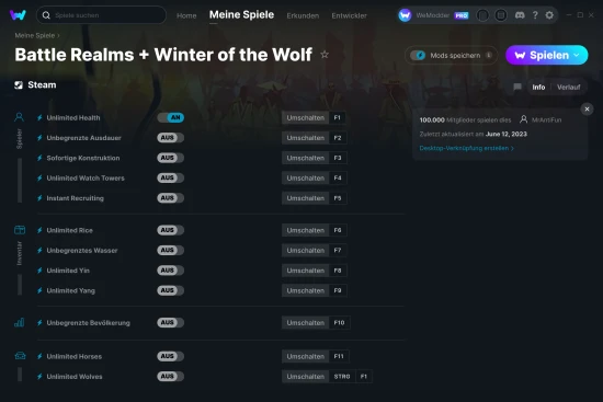 Battle Realms + Winter of the Wolf Cheats Screenshot