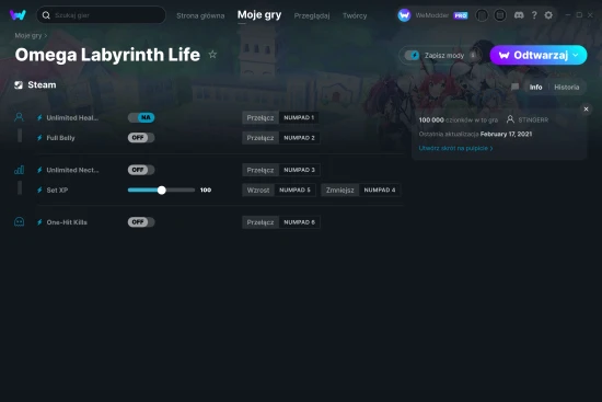cheaty Omega Labyrinth Life zrzut ekranu