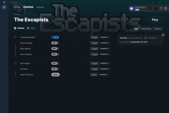 The Escapists cheats screenshot
