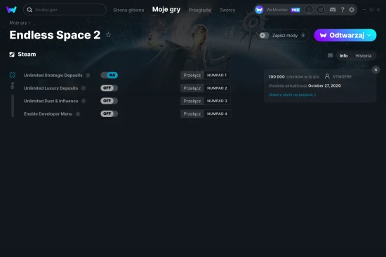 cheaty Endless Space 2 zrzut ekranu