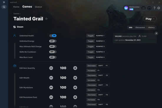 Tainted Grail: Conquest cheats screenshot