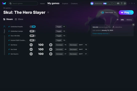 Skul: The Hero Slayer cheats screenshot