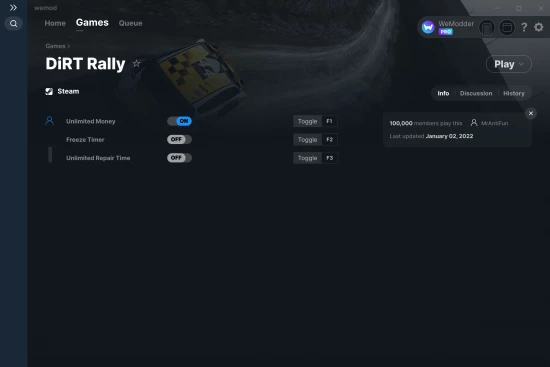 DiRT Rally cheats screenshot