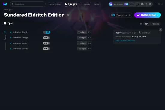 cheaty Sundered Eldritch Edition zrzut ekranu