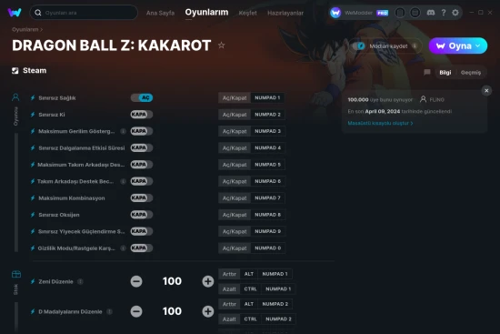 DRAGON BALL Z: KAKAROT hilelerin ekran görüntüsü