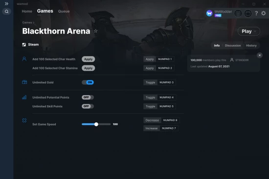 Blackthorn Arena cheats screenshot