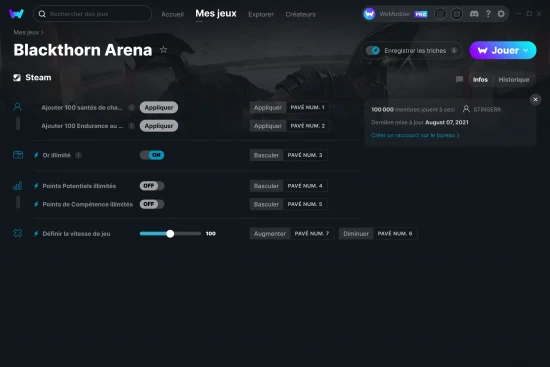 Capture d'écran de triches de Blackthorn Arena