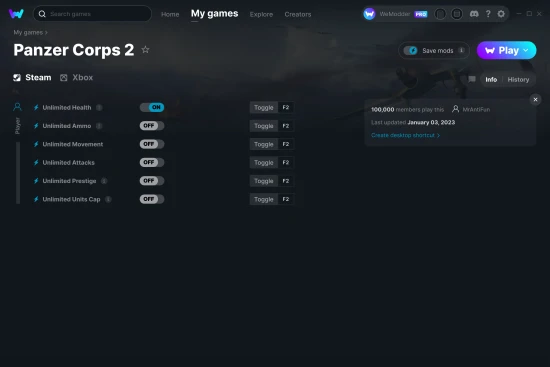 Panzer Corps 2 cheats screenshot