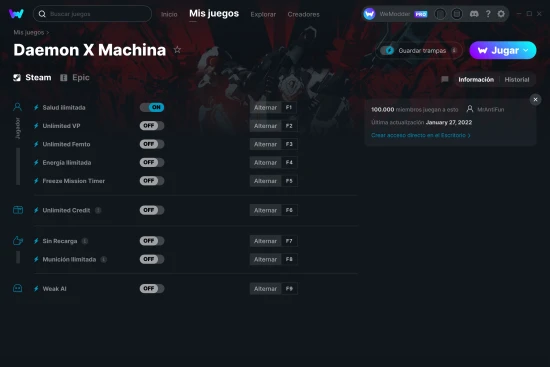 captura de pantalla de las trampas de Daemon X Machina