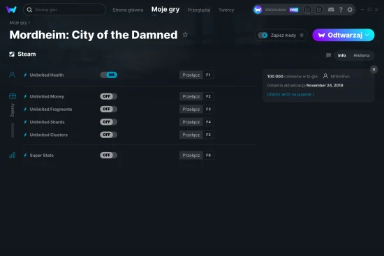 cheaty Mordheim: City of the Damned zrzut ekranu