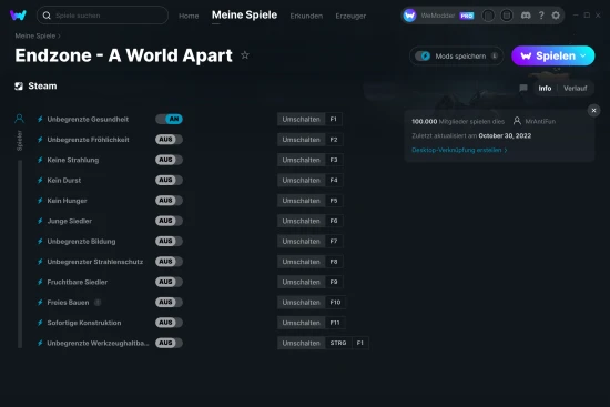 Endzone - A World Apart Cheats Screenshot