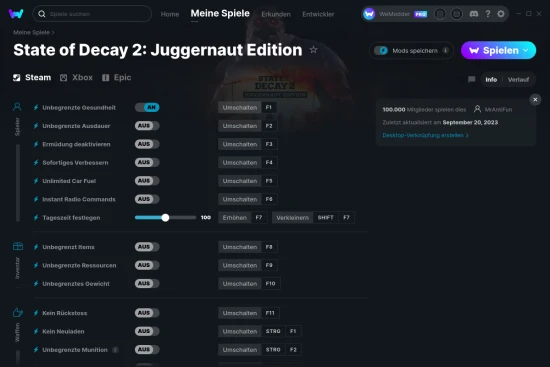 State of Decay 2: Juggernaut Edition Cheats Screenshot