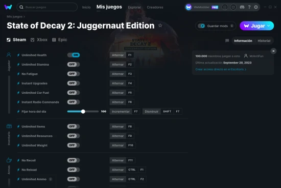 captura de pantalla de las trampas de State of Decay 2: Juggernaut Edition