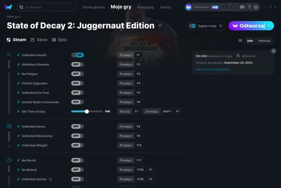 cheaty State of Decay 2: Juggernaut Edition zrzut ekranu