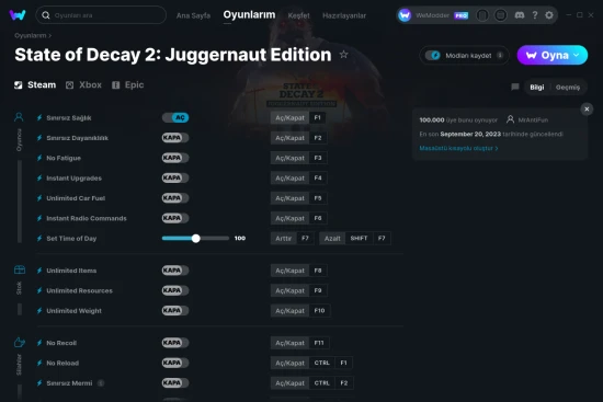 State of Decay 2: Juggernaut Edition hilelerin ekran görüntüsü