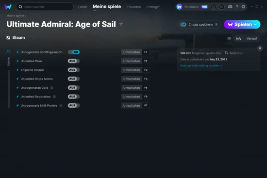 Ultimate Admiral: Age of Sail Cheats Screenshot